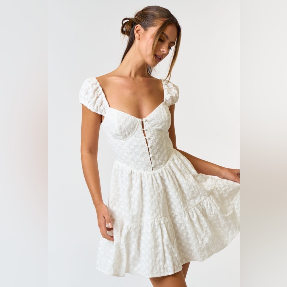 Eyelet Puff Sleeve Baby Doll Dress